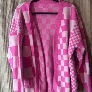 Pink Checkered Women's Sweater